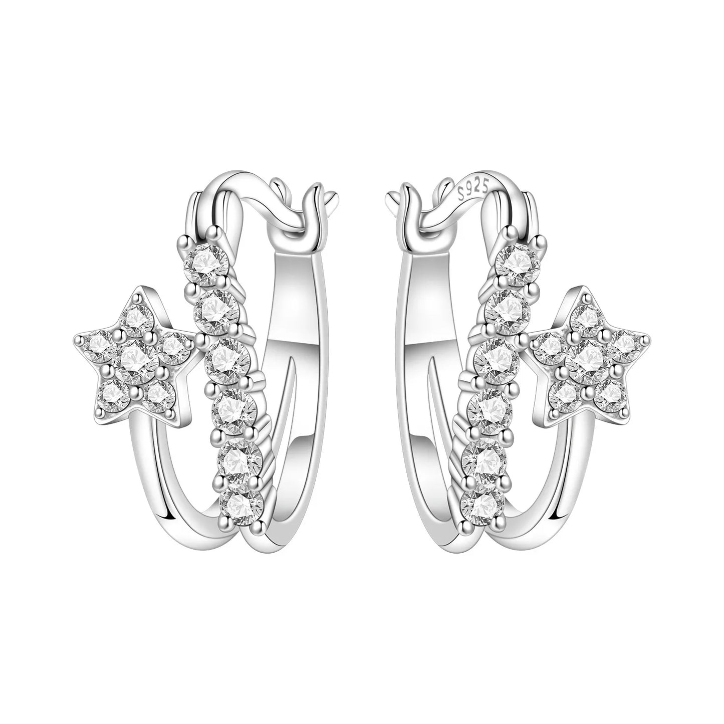 Orstarry S925 Sterling Silver Square Chain With Stone Inlaid Earrings Hoop Earrings For Women Jewelry Original Party Trendy Gift