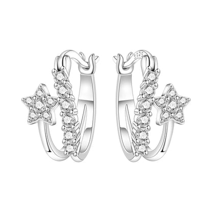 Orstarry S925 Sterling Silver Square Chain With Stone Inlaid Earrings Hoop Earrings For Women Jewelry Original Party Trendy Gift