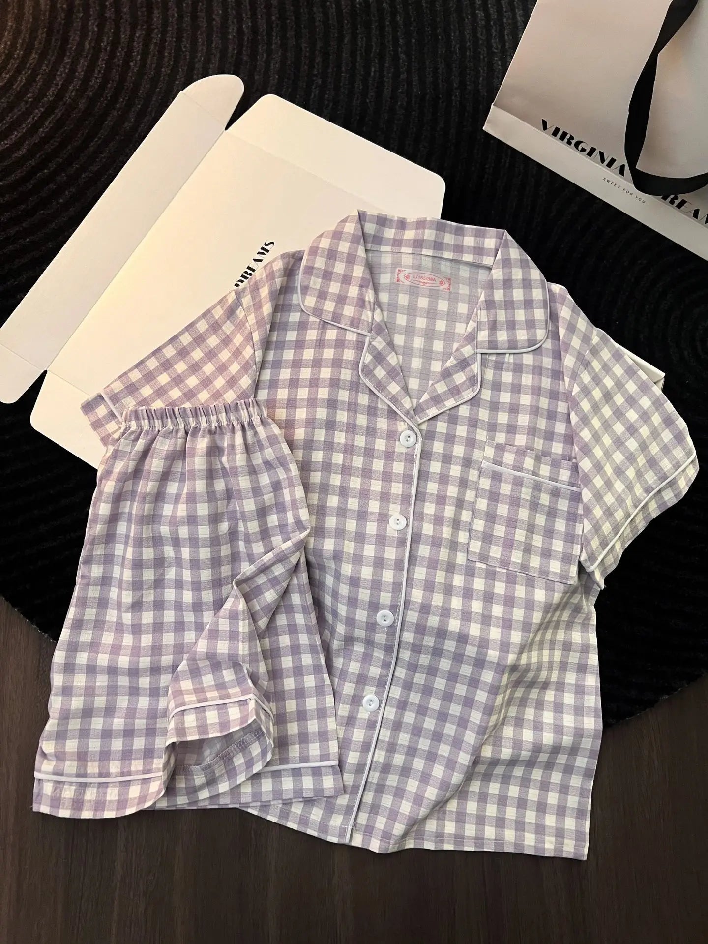 Ins Japanese-Style Minimalist Women's Pajamas Summer Bubble Cotton Cute Girl Loose Short-Sleeve Shorts Loose Summer Outfit Set