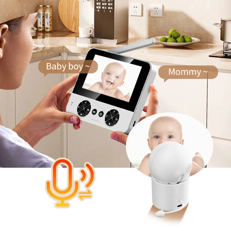 Danmini Intelligent Baby Monitor 4.3-inch IPS Color Screen Display PZT Control Night Vision Indoor Security Surveillance Camera