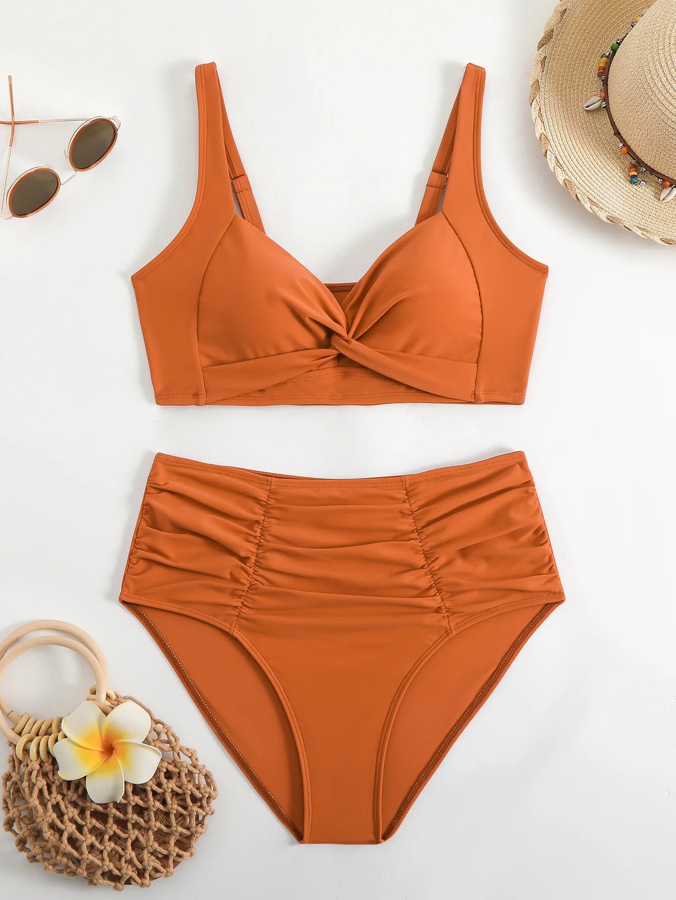 Black Push Up Bikini - Two Piece Swimsuit High Waist Padded Set for Women