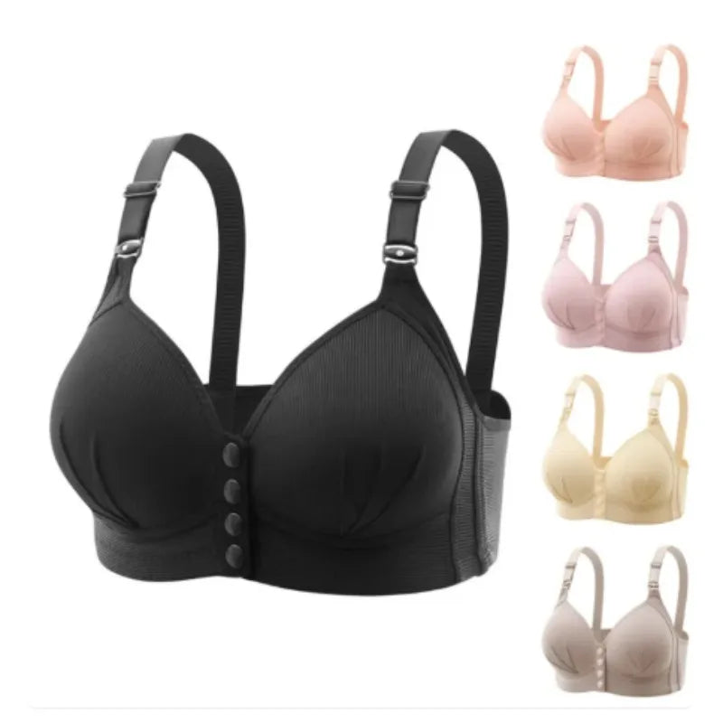 Push Up Bra - Large Size Front Buckle Wire Free Adjustable Strap Bra | Breathable Comfortable Women's Underwear