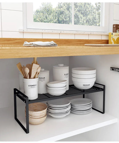 Kitchen Dish Rack - Stainless Steel Stackable Over Sink Shelf & Cutlery Holder