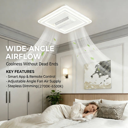 IRALAN Bladeless Ceiling Fan with Light 6-Speed DC Motor with Remote for Bedroom Living Room Dimmable LED Bladeless Fan Lamp
