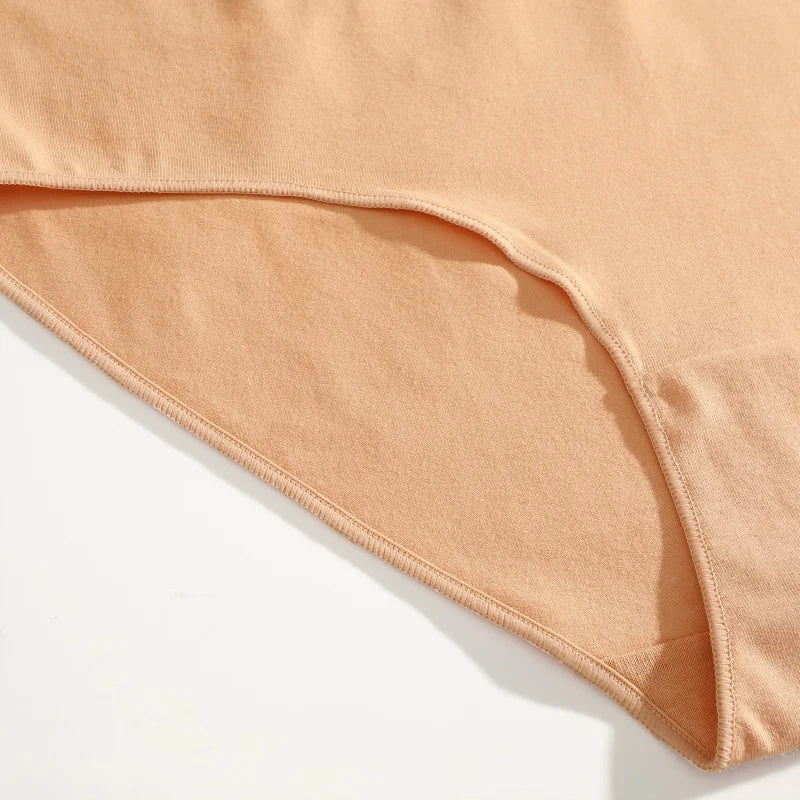 6PCS/Set Women Seamless Cotton Panties Mid Rise Solid Color Female Briefs High Elastic Slimming Underwear Plus Szie Lingerie