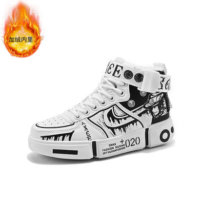 Boys High-Top Sneakers – Waterproof Leather Upper Shoes With Buckle Strap 2025 Autumn Winter