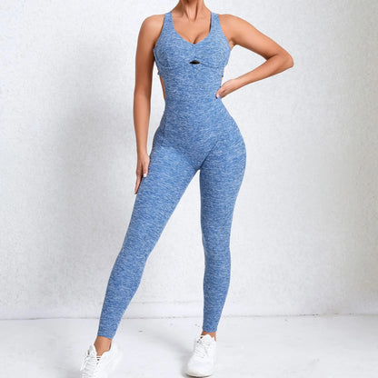 Women Gym Jumpsuit - Backless Fitness Jumpsuit | Breathable Nylon Spandex Blend Activewear