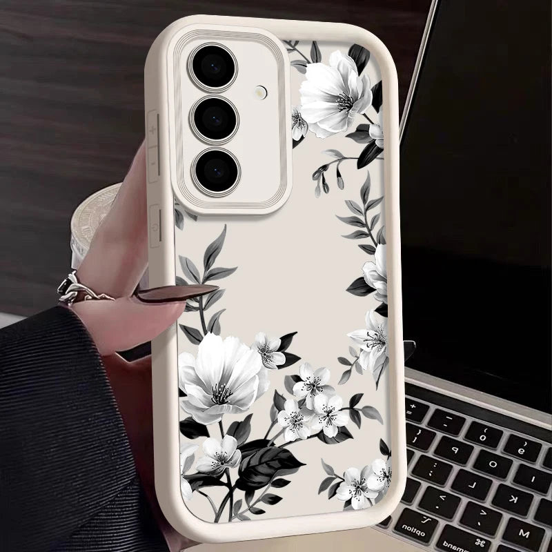 Flowers Print Soft Case For Samsung Galaxy A57 A37 A27 A56 A16 A17 A15 A55 A54 A26 A36 S26 S24 S23 S22 Ultra S25 FE Phone Cover