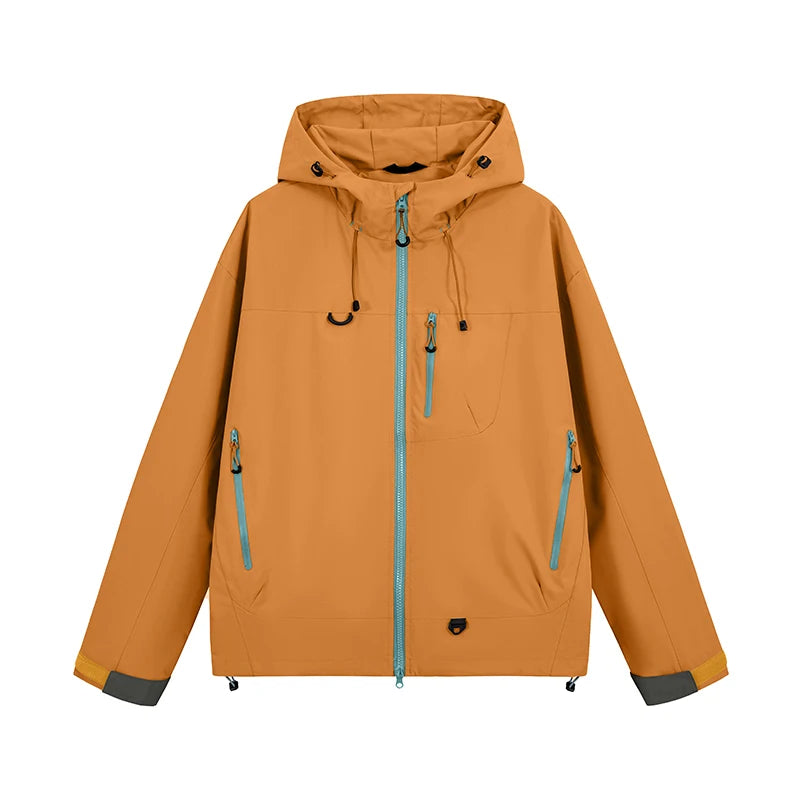 Waterproof Hiking Jacket – Lightweight Polyester Windbreaker With Storm Hood