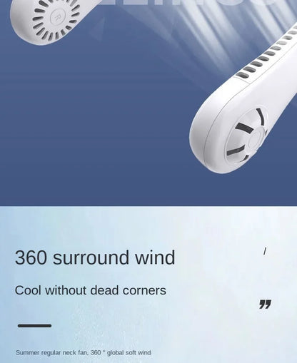 Hands Free Neck Fan Portable USB Rechargeable Bladeless Cooling Fan Quiet Wearable Fan for Summer Travel 3 Speed Mini Long endur