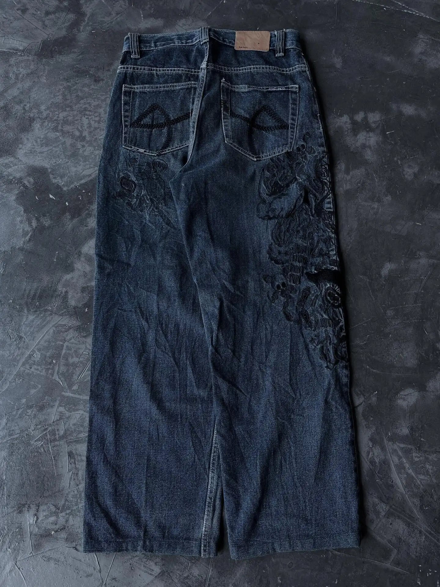Y2K Vintage Printing Men Baggy Jeans Harajuku Trend Women Hip Hop Fashion Casual Joker Couple Wide-Leg Pants Streetwear