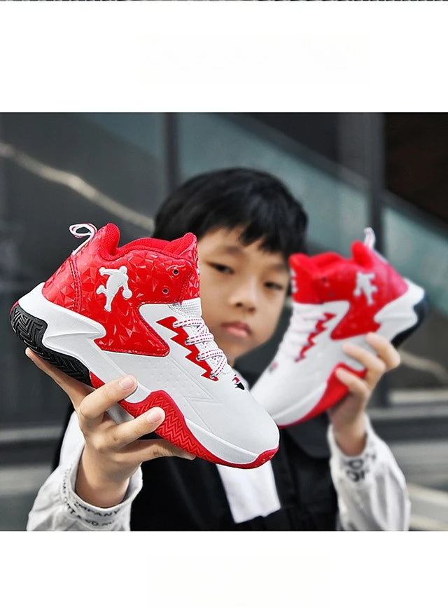 Children Basketball Shoes for Boys Girls Kids Teenagers Breathable Non-slip Lace Up Indoor Outdoor Training Sneakers Tennis Shoe