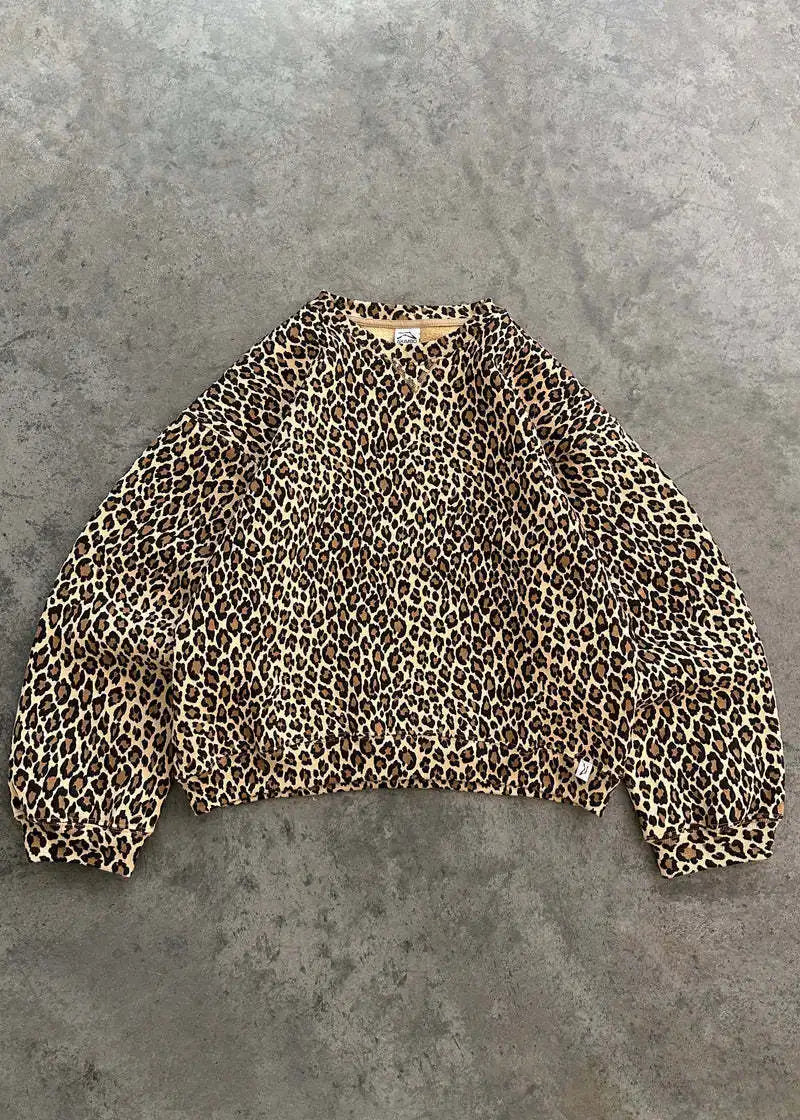 Y2K Leopard Print Hoodie – Unisex Harajuku Hip Hop Style Zip-Up Pullover Sweatshirt for Couples