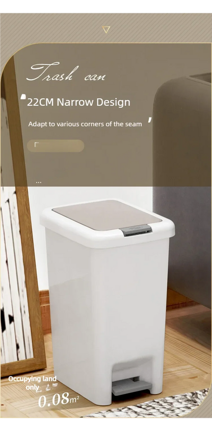 Plastic Foot Pedal Trash Can - Double Opening Bin for Bathroom Kitchen Office