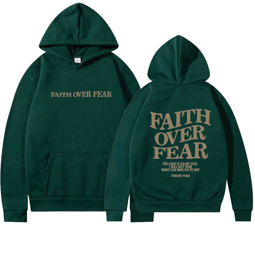 Faith Over Fear Hoodie - Christian Sweatshirt with Bible Verse