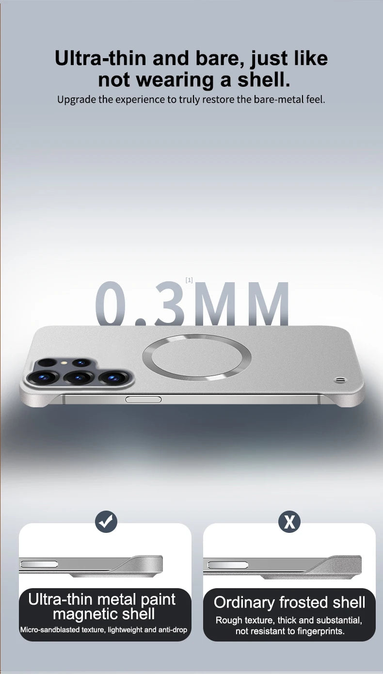 Ultra Thin Metallic Paint Magnetic Case For Samsung Galaxy S26 Ultra S25 S24 S23 Plus S22 Frameless Cooling Hard PC Cover Funda