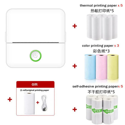 Mini Wireless Bluetooth Label Printer 57mm Thermal Sticker School Home Text Photo Wrong Question Printing Sticker Consumables