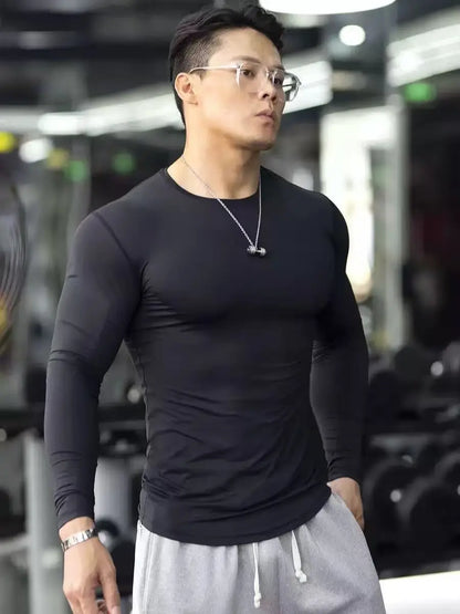 Men's Compression Shirt - Quick Dry Rashguard Gym Fitness Tee for Running & Surfing