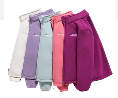 Woman Thickened Zipper Lamb Velvet Sweatshirt Casual Cardigan Embroidery Warm Stand-up Collar Loose Jacket Windproof Sweatshirt