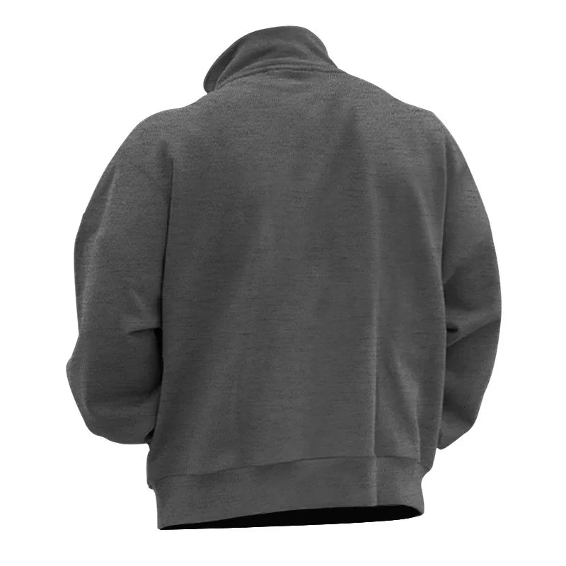 Autumn and winter new men's fleece sweatshirt stand-up collar half zipper long sleeve cross-border European trend men's top