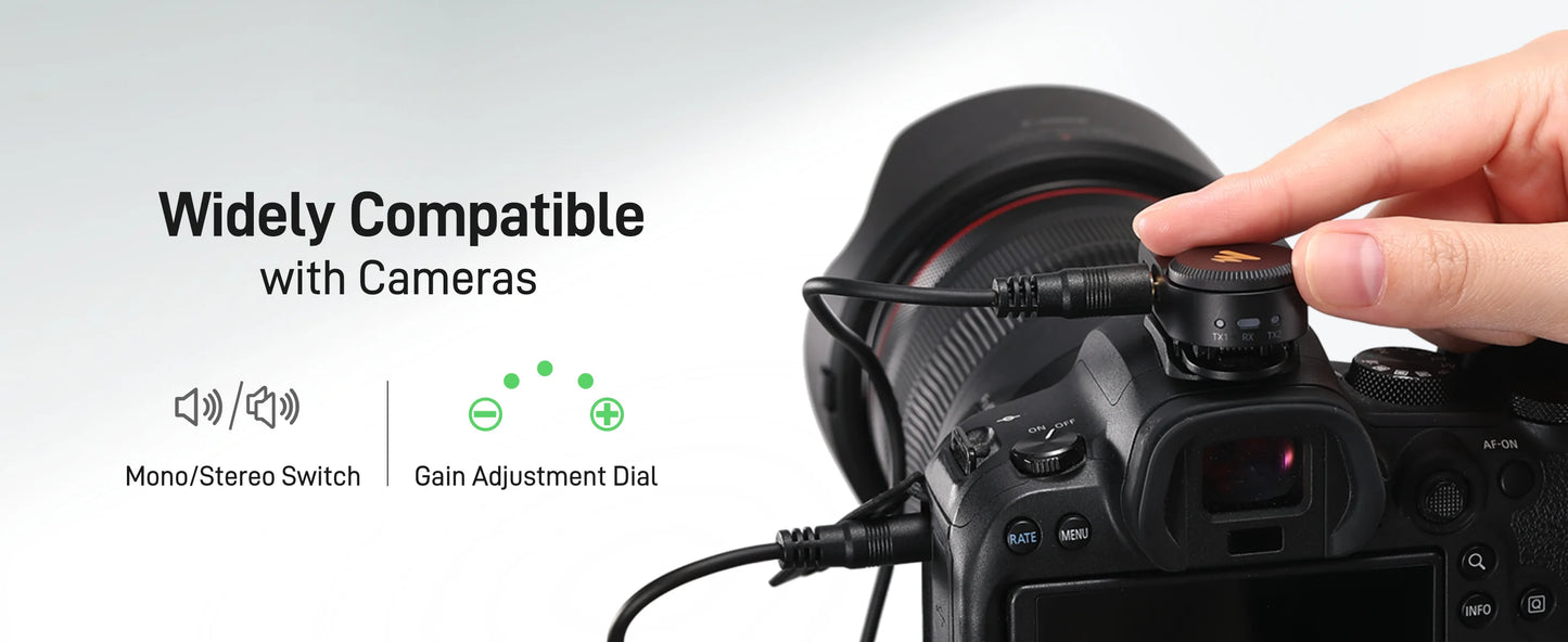 MAONO Wave T5 Wireless Lavalier Lapel Microphone Mini Noise Cancellation Mic for Video Recording Streaming Fit for Phones Camera