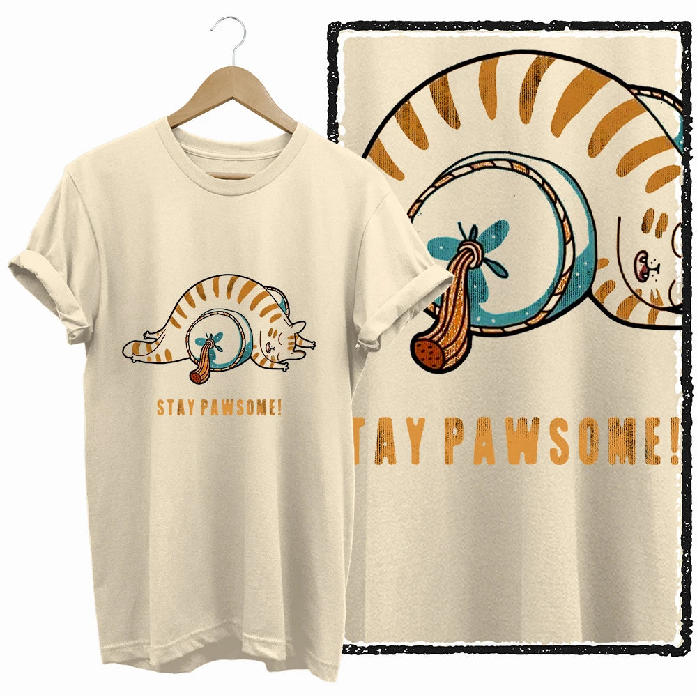 COOLMIND BEIGE cat print exclusive graphic 100% cotton women T shirt big size loose cotton cat lover women tshirt LOVELY cat tee