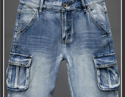 Denim Shorts Men – Casual Summer Knee Length Jean Shorts with Multiple Pockets