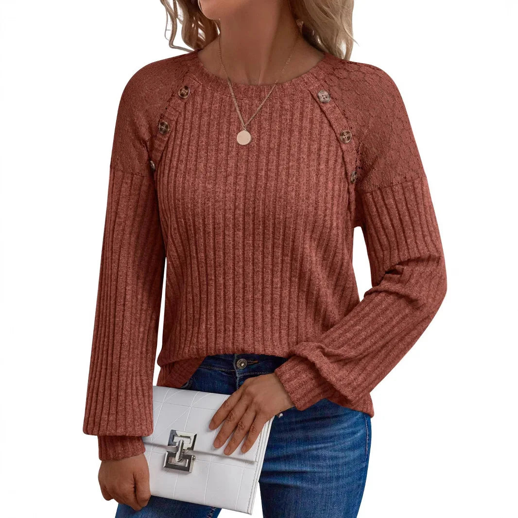 2025 New Autumn Women's Blouses Elegant Fashion Lace Hollow Out Patchwork Button Shirts Loose Casual Long Sleeve Pullover Tops