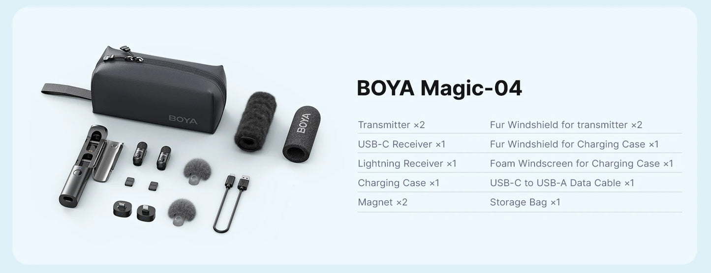 BOYA BOYA Magic Professional Wireless Lapel Microphone Shotgun/Desktop/Handheld Mic for iPhone Android Camera PC Video Recording