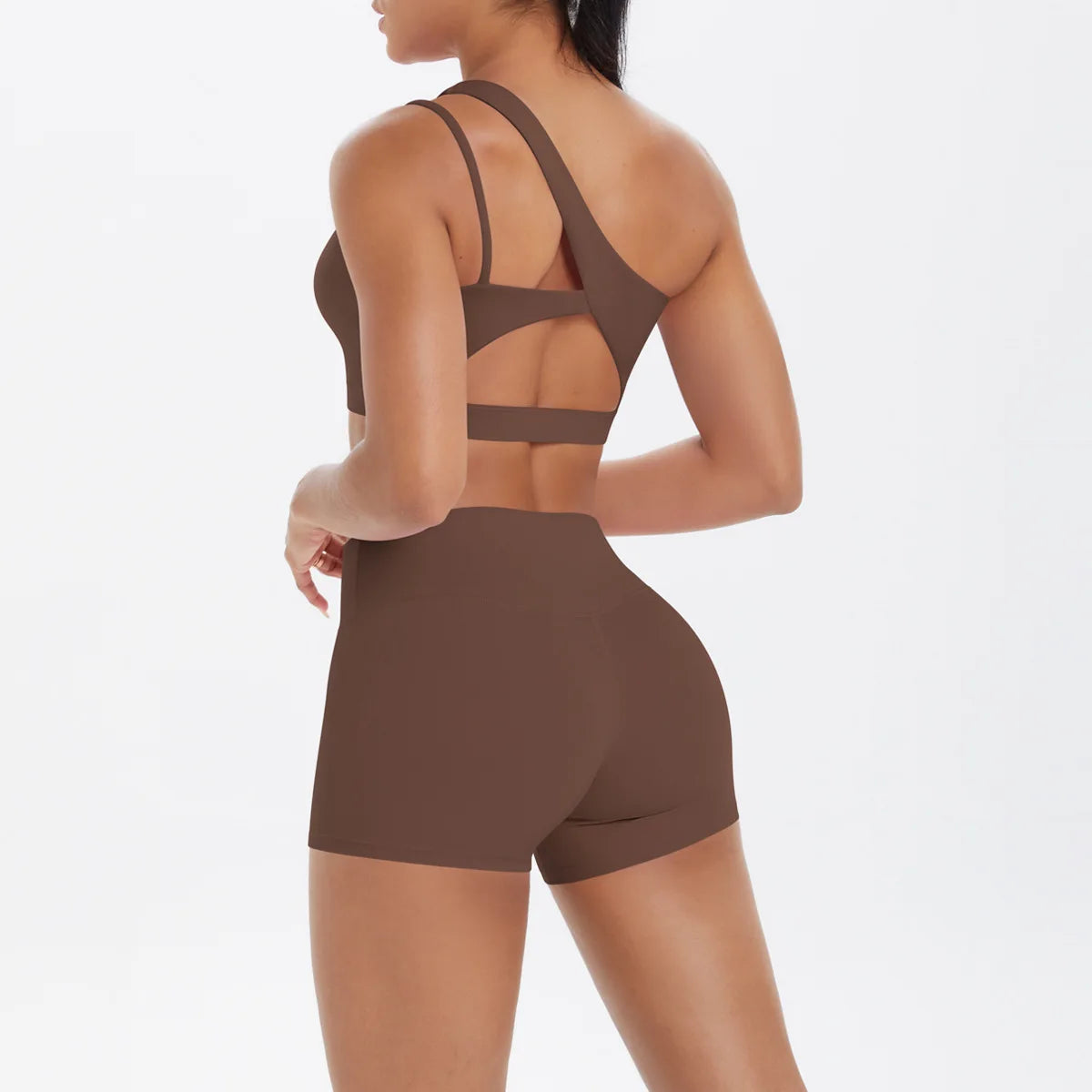 JUREN Yoga Clothes Set 2 Piece Gym Sports Shorts Set Women Tracksuit High Waist Shorts Fitness Suit Running Bra Workout Outfits