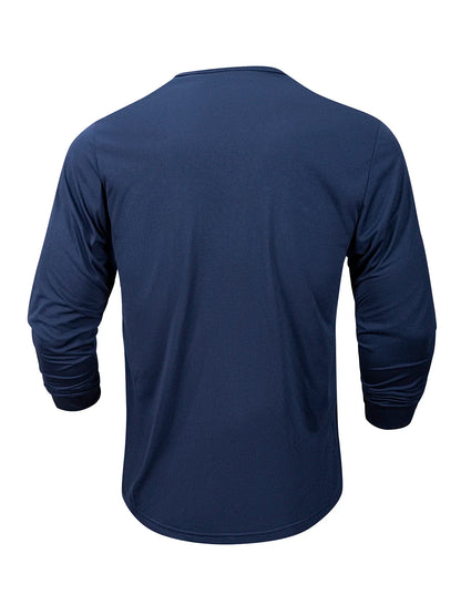 New Men's Henley T-shirts Long Sleeve Basic Casual Band Collar T Shirts Comfortable Soft Pullover Tops Male Tee