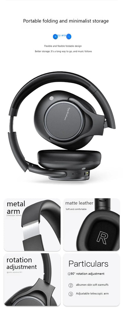 Rotary Volume Knob ANC Active Noise Cancelling Over-Ear Wireless Bluetooth6.0 Headphones Head Mounted Foldable Headset With Mic