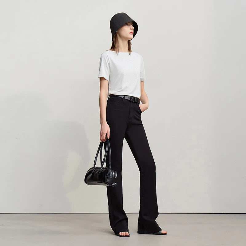 Amii Flared Jeans Autumn 2026 New Commuter Style Casual Versatile Women's Pants Solid Color Denim Trousers For Women 12621032
