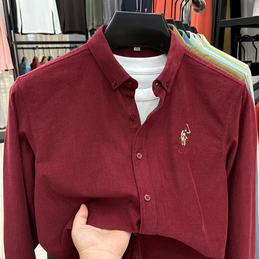 Spring and Autumn New 100% Cotton Long Sleeve Shirt for Men's Business, Leisure, Skin Friendly, Comfortable Collar Shirt Coat