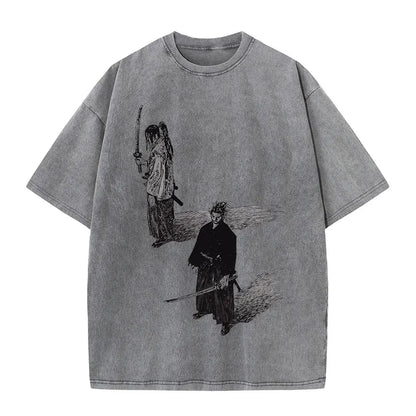 Men Streetwear Tshirt - Vintage Harajuku Anime Graphic Print Black Cotton Tee