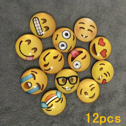 12pcs Round Polystyrene Smile Face Fridge Magnets - Adorable Decorative Magnets for Kitchen, Office, Whiteboard, Locker, Cabinet