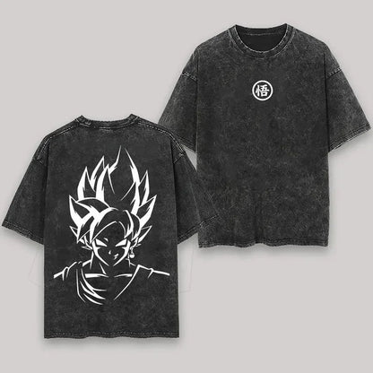 T-shirt Men's Street Clothing Dragon Ball Cartoon Pattern Vintage T-shirt Neutral Casual White Cotton Women T-shirt Top