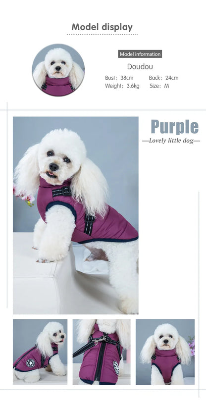 Winter Dog Clothes with Harness Waterproof Warm Pet Dog Cotton Jacket for Small Large Dogs Puppy Clothing French-Bulldog Coat