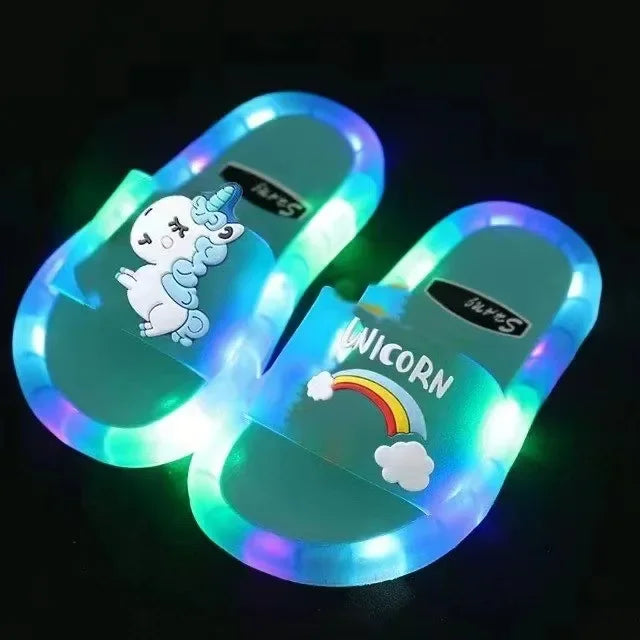 Kids Unicorn Slippers – Cute Cartoon Animal Light Up Shoes for Toddlers