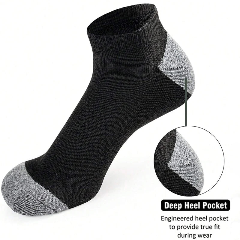 5 Pairs Ankle Running Socks Men Solid Sweat Absorbing Short Socks Comfortable Breathable Low Cut Sport Socks