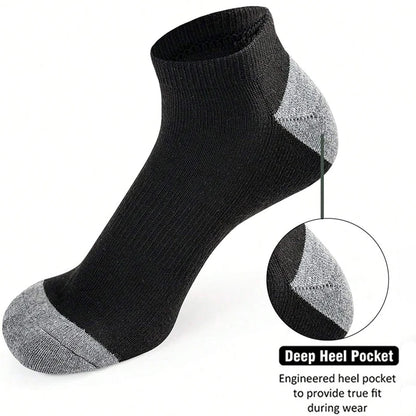 5 Pairs Ankle Running Socks Men Solid Sweat Absorbing Short Socks Comfortable Breathable Low Cut Sport Socks