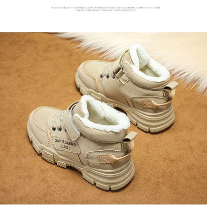 Children's Winter Boots - Waterproof Leather Snow Boots With Anti Slip Sole