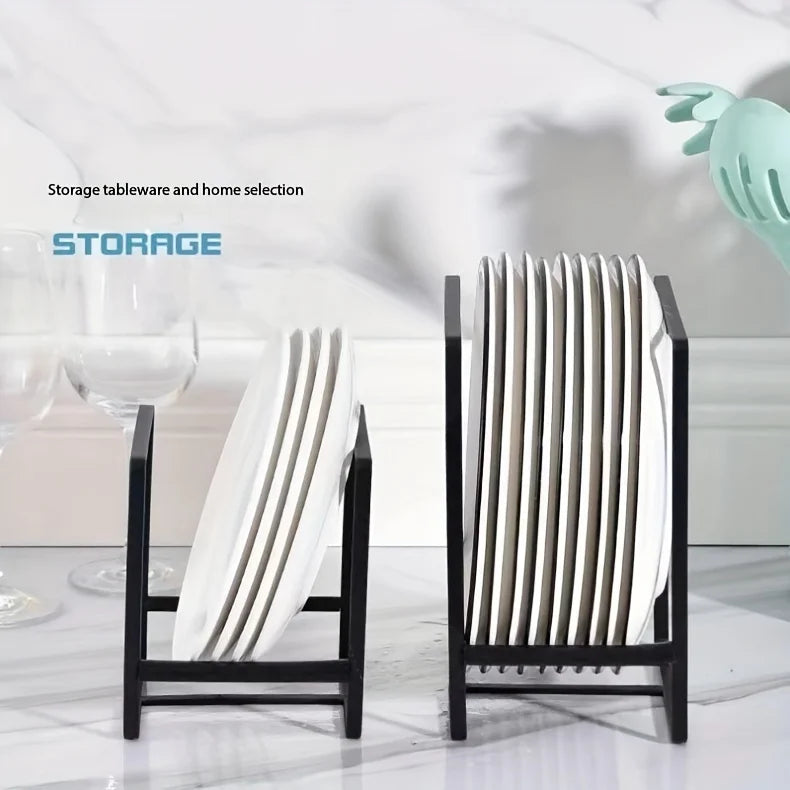 Metal Dish Rack - Space Saving Tiered Shelf Organizer with Pull Out Utensil Holder