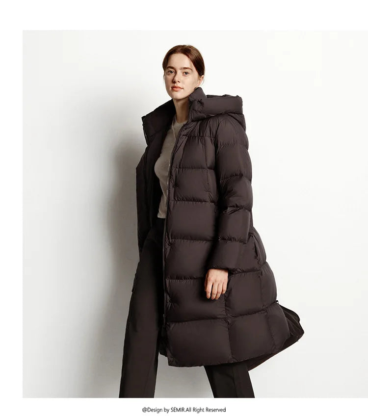 Women Down Jacket - Lightweight Waterproof Winter Coat With Self Heating Lining & Hood