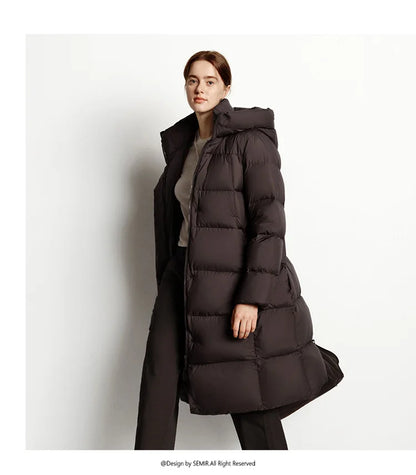 Women Down Jacket - Lightweight Waterproof Winter Coat With Self Heating Lining & Hood