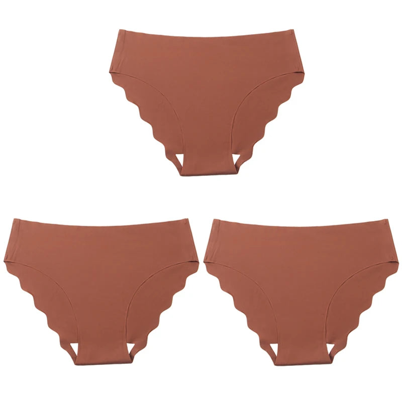 3pcs Women's Seamless Ice Silk Panties Female Mid Waist Plus Size Leopard Print Underwear Girls Fashion Brief Lady Comfort Panty