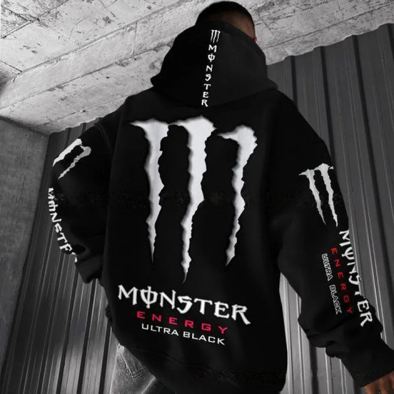 Monster Energy Hoodies – Charcoal Gray Streetwear Pullover For Men & Women