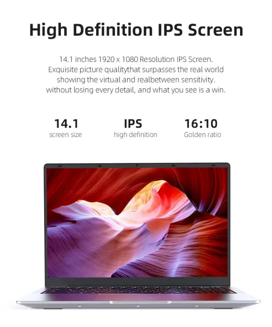 NEW Arrival Intel I7-9850H Slim Office Laptop 14.1 Inch Windows 11 Pro 12GB RAM 512GB 1TB SSD 1920*1080 Office Study Computer PC