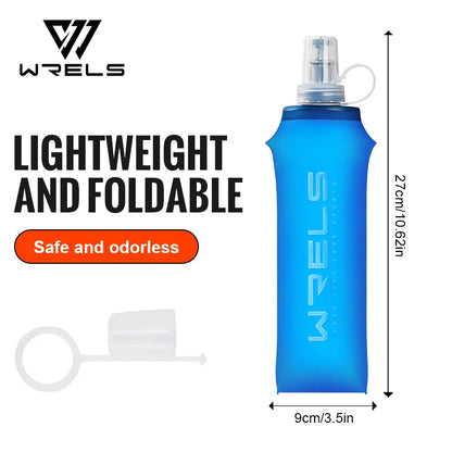 WRELS Soft Water Bottle Collapsible Soft Flask TPU Running Water Bottle Foldable Water Bag BPA-Free Sports Soft Water Flask