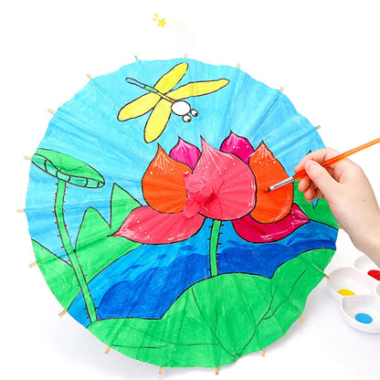 30-1PCS White Paper Parasol Umbrellas DIY Photo Cosplay Prop Bamboo Umbrella For Wedding Party Summer Beach Decor